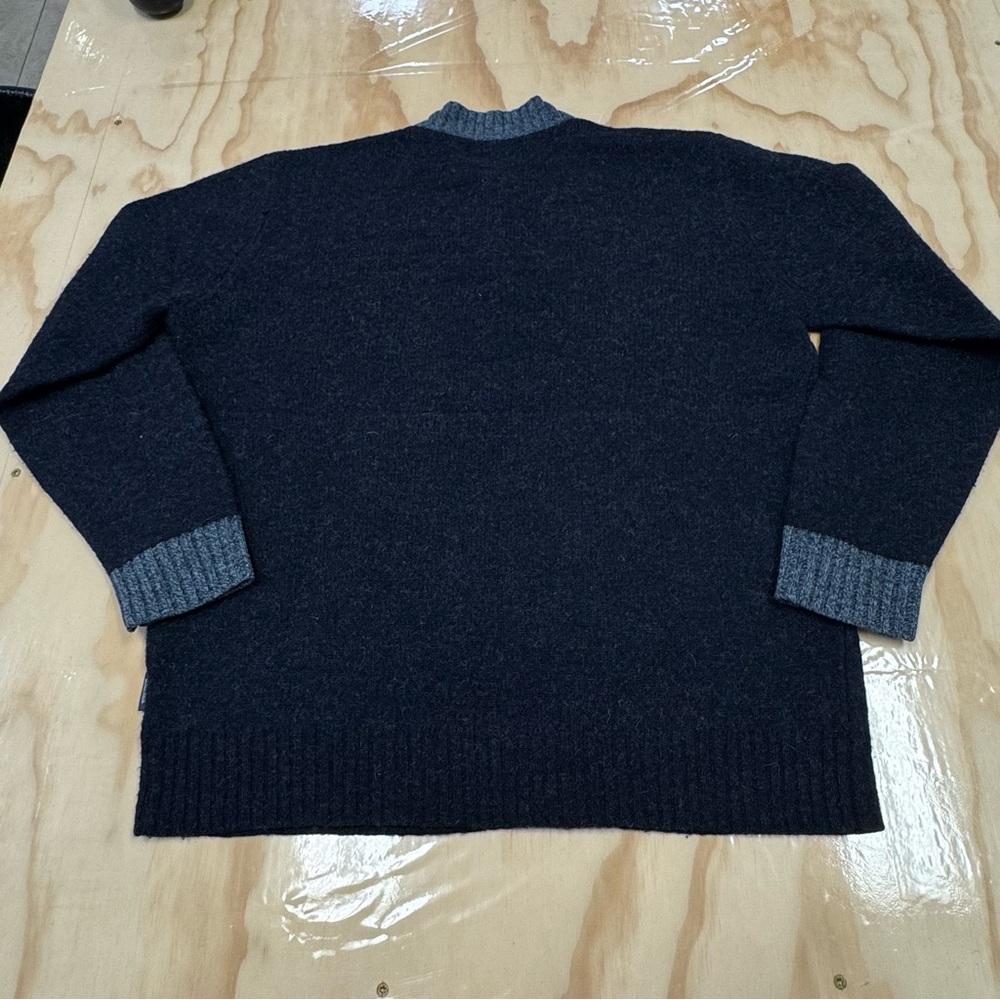 NWOT Woolrich Men's 100% Wool 1/4 Button Dark Blue Crew Neck Mohair Sweater Lg - Picture 2 of 11